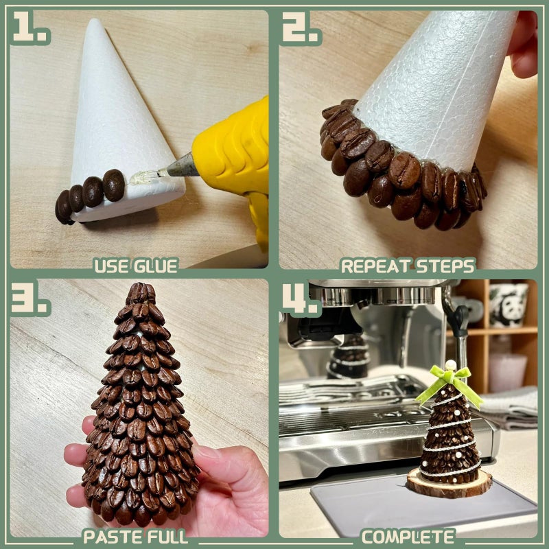 AHKUNMT 4 Pack Craft Foam Tree Cones, 10 * 4in Styrofoam Cones for Craft, White Large Polystyrene Foam Cones for Craft Use for DIY Art Projects, Christmas Tree Holiday Decor and Holiday Gnomes(10 * 4in-4pc) - Image 3